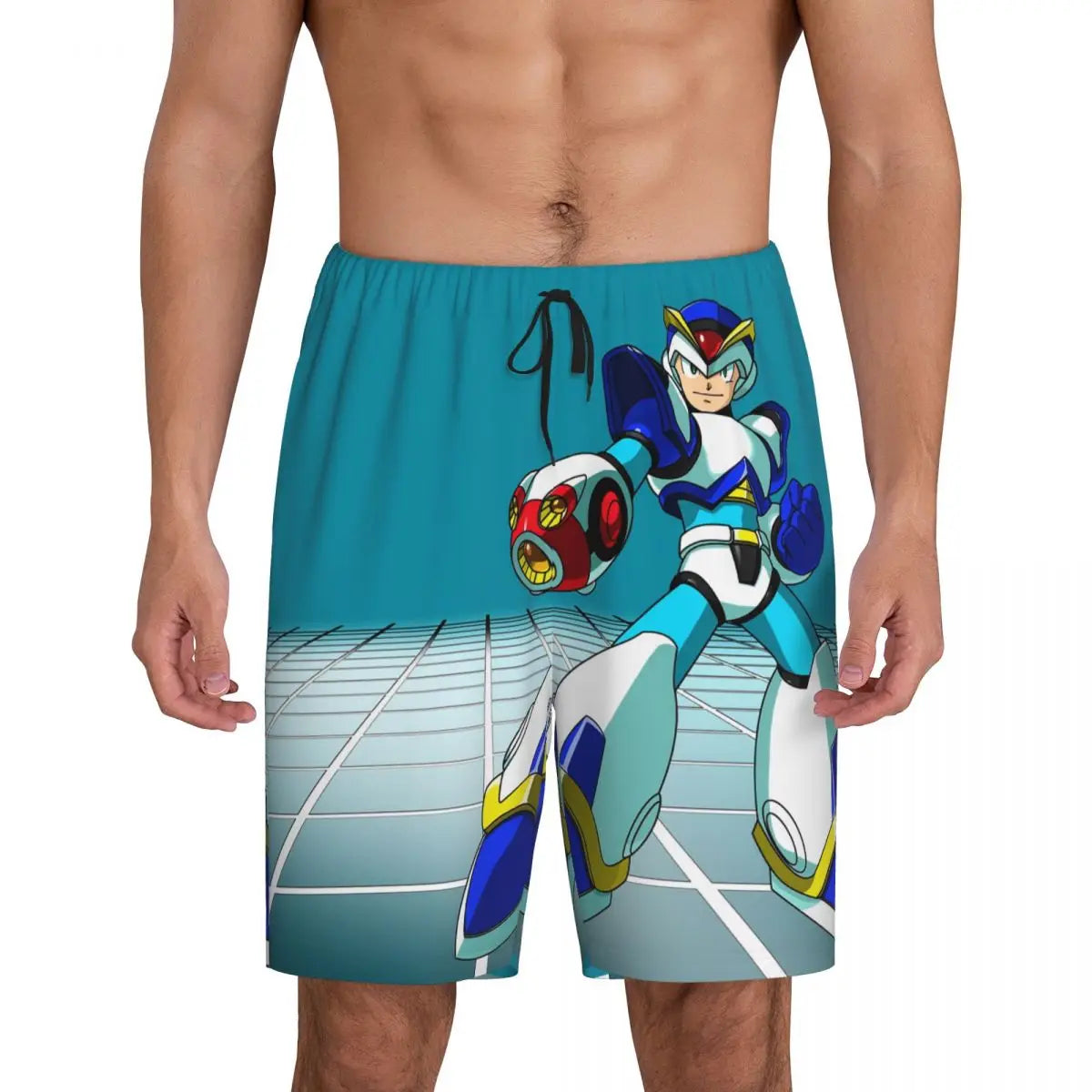 Pantalones cortos de pijama personalizados de Mega Man, para hombre, ropa de dormir, pantalones cortos de estar por casa, pantalones para dormir