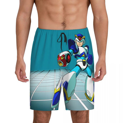 Pantalones cortos de pijama personalizados de Mega Man, para hombre, ropa de dormir, pantalones cortos de estar por casa, pantalones para dormir
