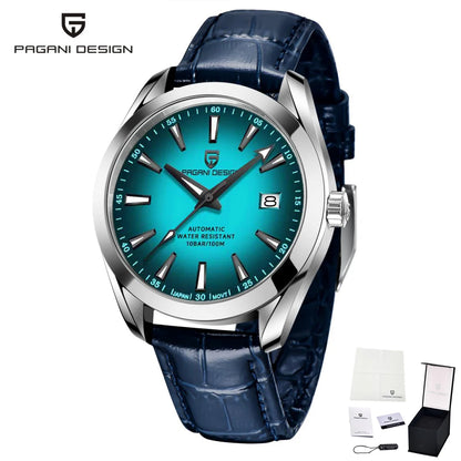 Montre de luxe pour homme PAGANI DESIGN – Modèle automatique mécanique (calibre 8215), en acier inoxydable, étanche, avec affichage de la date et aiguilles luminescentes