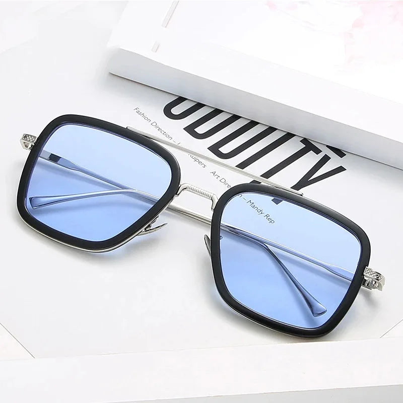 Ochelari de soare pătrați pentru bărbați, ochelari de soare metalici în stil steampunk pentru femei, ochelari de soare la modă pentru activități în aer liber, accesoriu unisex