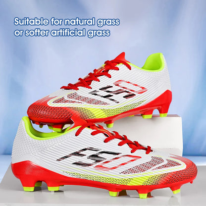 Chaussures de football pour hommes, modèle AG FG, crampons longs améliorés pour une meilleure adhérence, doublure absorbant la transpiration, crampons unisexes pour l’entraînement sur gazon, destinés aux joueurs amate