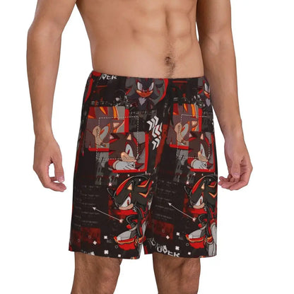 Pantalones cortos de pijama personalizados de Sonic the Hedgehog para hombre, para dormir y estar por casa