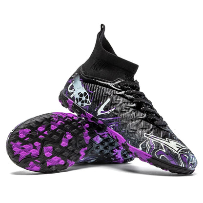 Chaussures de football pour hommes et femmes, crampons antidérapants pour terrain synthétique, baskets de futsal, chaussures de football à crampons pour terrain gazonné, support de cheville, pour l'extérieur