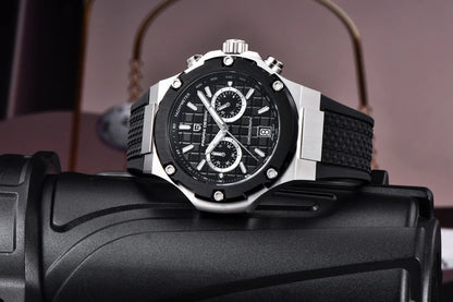 PAGANI DESIGN férfi kvarcórák – Luxus sportkronográf, vízálló, fényvisszaverő mutatókkal és tükröződésmentes bevonattal ellátott zafírüveggel