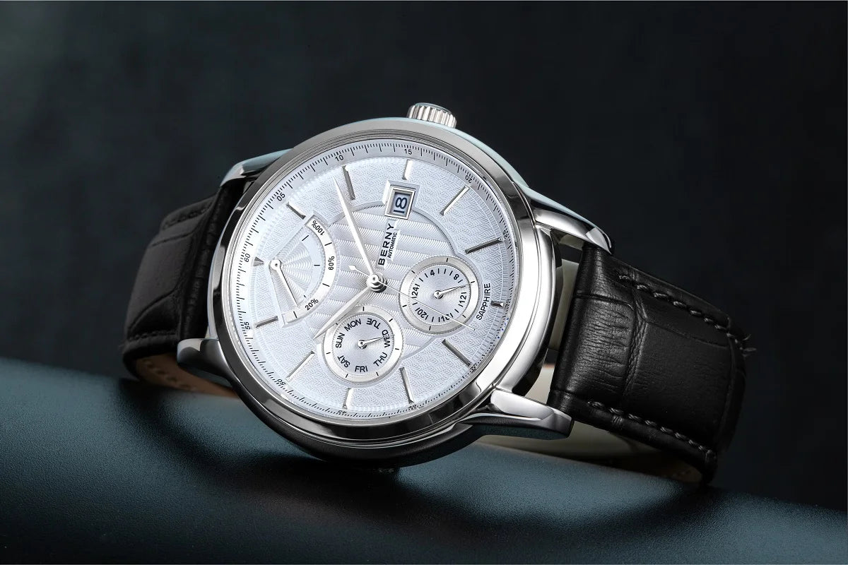 BERNY Luxury Automatic Watches for Men Fashion Elegant Mechanical Wristwatch Sapphire Date Week High-end Men's Dress Watch