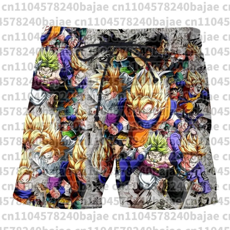 Pantalones cortos de Dragon Ball impresos en 3D, anime japonés, transpirables, de secado rápido, deportivos, estilo retro Y2K, hip hop, de verano, para hombre, para la playa