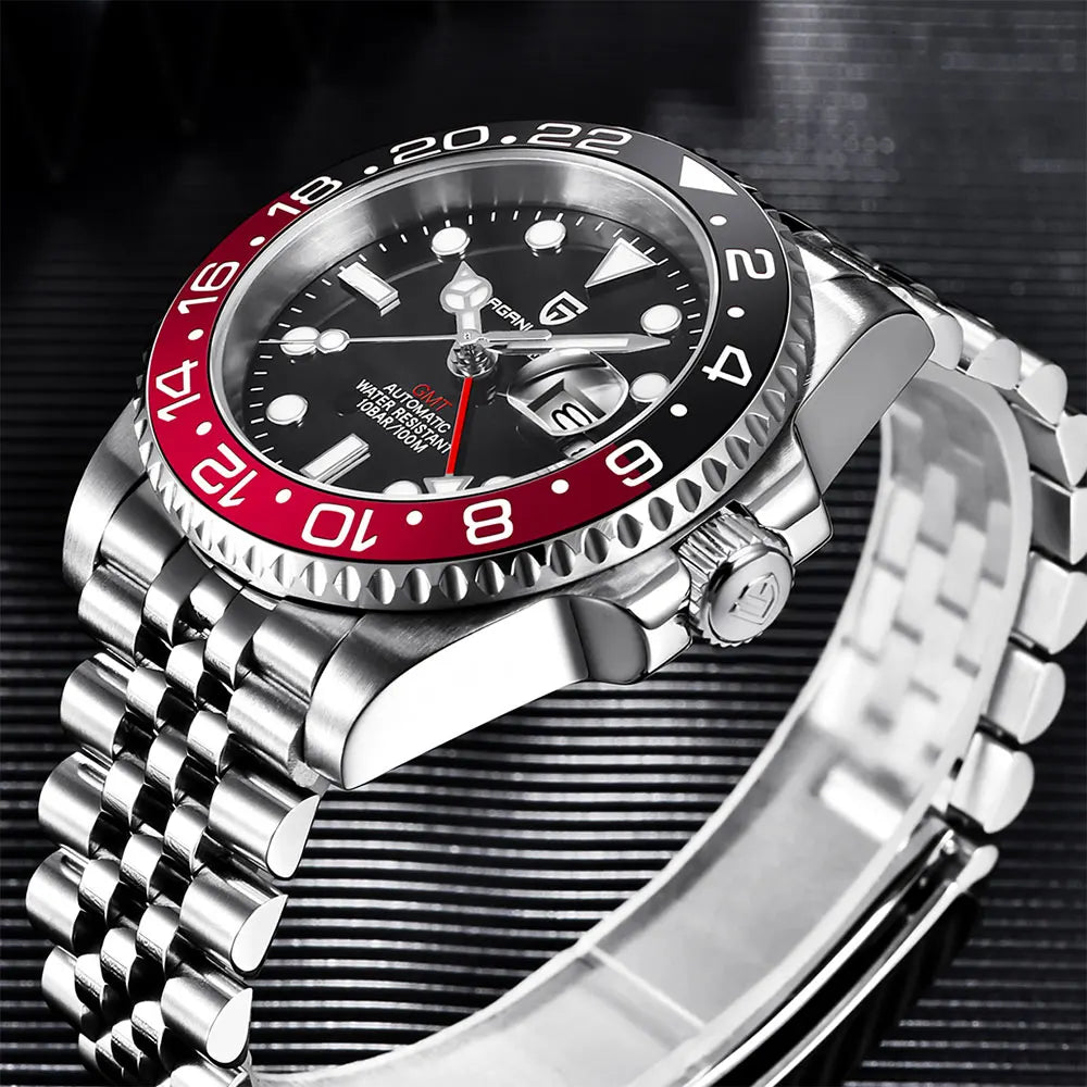 PAGANI DESIGN Men Watch GMT40mm Mechanical Watch Top Brand Sapphire Glass Stainless Steel Waterproof Clock RelogioMasculino gift