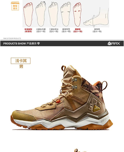 RAX Winter Hiking Boots Men Waterproof Breathable Outdoor Sports Sneakers Trekking Boots Mountain Trekking Shoes Big Size