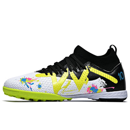 TF Turf Soccer Shoes PU Fabric Breathable Upper Rubber Sole Wear-Resistant Anti-Slip Men Women Kids Youth Training Sneakers