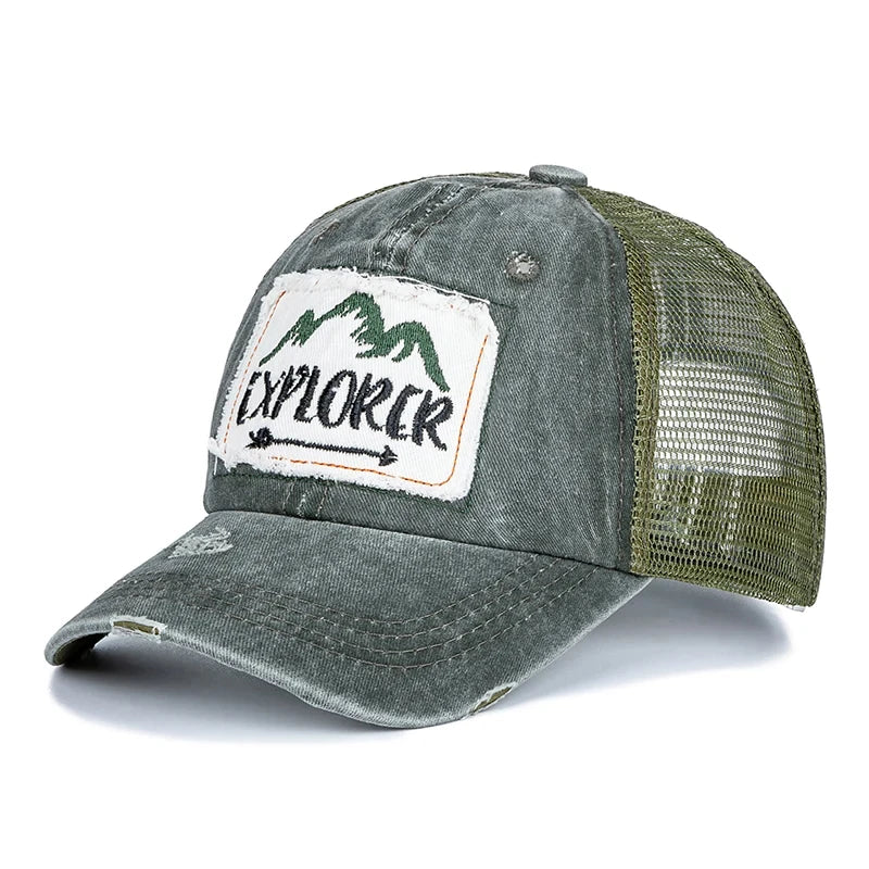 Unisex Washed Cotton Cap Mountain Embroidery Vintage Baseball Caps Men Women Adjustable Breathable Outdoor Streetwear Sports Hat