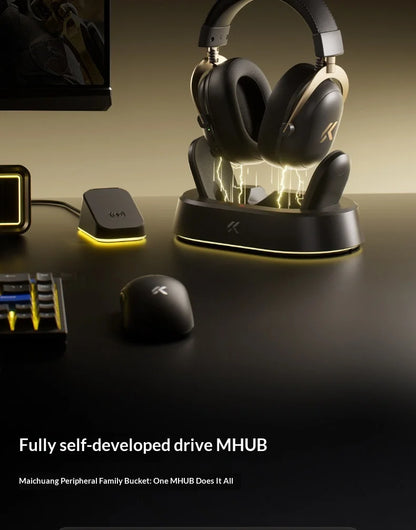MCHOSE V9 Turbo Gaming Headset BT 2.4G Low Latency Wireless Esport With 60mm Dynamic Driver 2000mAh Magnetic Charging For Gamers