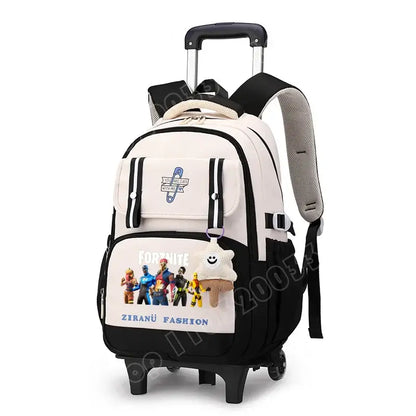 Fortnite Student Rolling Backpack Large Capacity Waterproof Lightweight Design Minimalist Laptop School Bag Casual Travel Bag