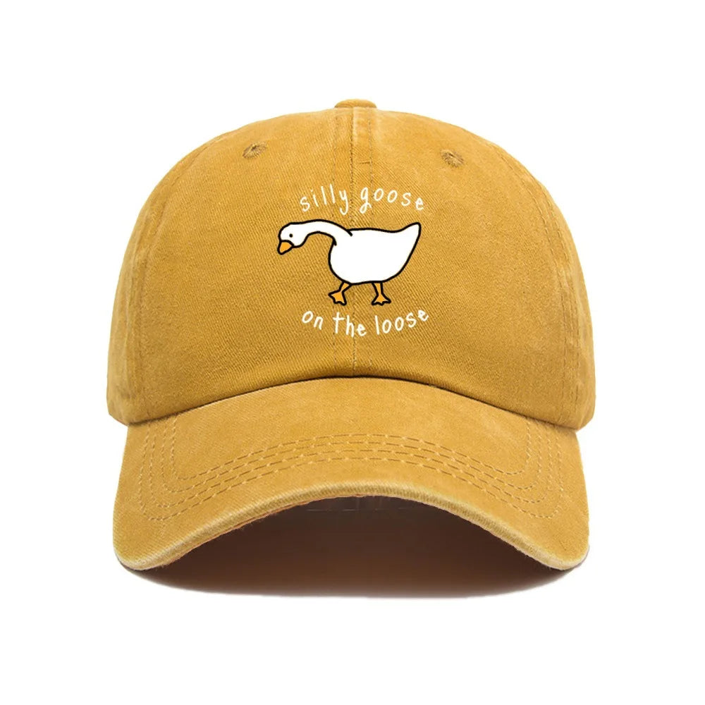 Big Goose Printed Baseball Hat for Men and Women, Small Fresh Soft Top Duck Tongue Hat, Sunshade Hat, Outdoor Sunscreen