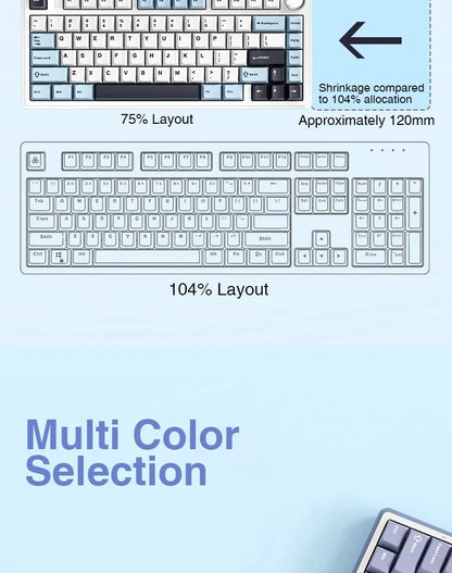 AULA F75 2.4G Wireless/Bluetooth/Wired Gaming Mechanical Keyboard RGB Customized 75% Layout OEM Profile Gasket PC Game Keyboard