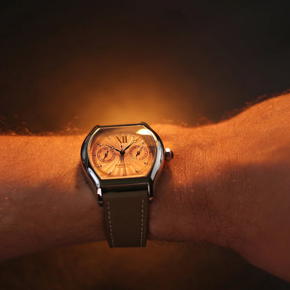 FARASUTE Nieuw 36 mm herenhorloge met quartz uurwerk VH64, roestvrij staal, sportief en modieus, saffierglas, waterdicht herenhorloge