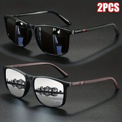 2pcs Luxury Square Vintage Polarized Cycling Sunglasses UV400 Men Women Fashion Eyewear Travel Driving Fishing Sun Glasses