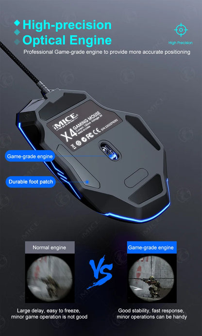 USB Wired Gaming Mouse, RGB Backlit Computer Mice, 8 Keys 7200 DPI High Precision Optical Mouse For Office Laptop Home Computer