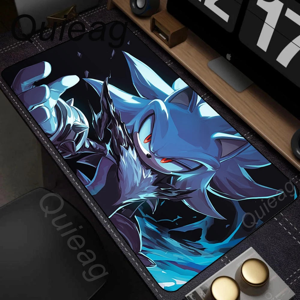Anime Sonic The Hedgehog egérpad XXL íróasztali szőnyeg Lockrand játék kiegészítőkkel, HD nyomtatású egérpad, játék billentyűzet alátét, párnázott szőnyeg