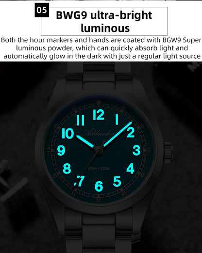 ADDIESDIVE 2026 New Men's Luxury Quartz Watch 100m Water Resistance Sapphire Crystal Japanese Movement BGW9 Blue Lume AD2521