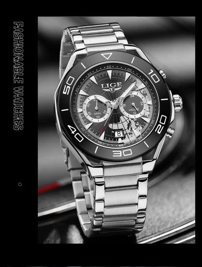 LIGE Luxe herenhorloges Casual zakelijk horloge Herenmode Waterdicht Militair herenhorloge met kwarts Montre Homme