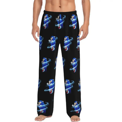 Pantalones de pijama personalizados para hombre con estampado «Soniced», con motivo de erizo, ropa de dormir, pantalones de estar por casa con bolsillos