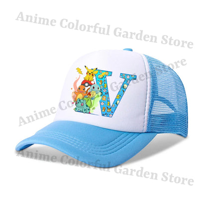 Anime Pokemons Parent-child Baseball Cap Pikachu Cartoon Letter Printed Flat Caps Men Women Kids Summer Breathable Hip Hop Hats