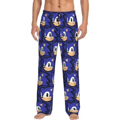 Pantalones de pijama personalizados para hombre con estampado «Soniced», con motivo de erizo, ropa de dormir, pantalones de estar por casa con bolsillos