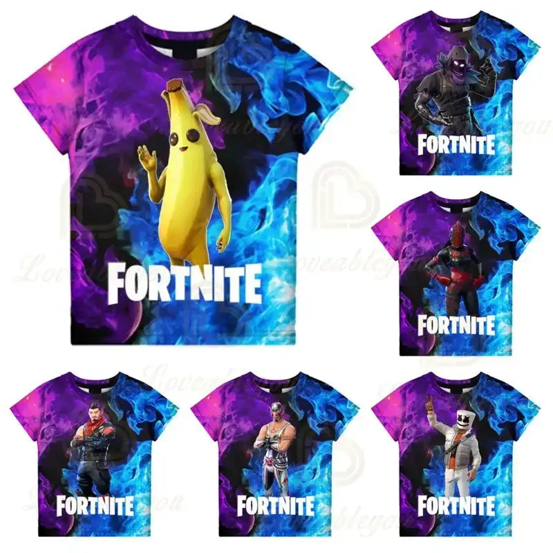 T-shirt 3D Fortnite Victory Game per bambini e neonati, stile Harajuku, top Battle Royale Hero carino per bambini, maschi e femmine