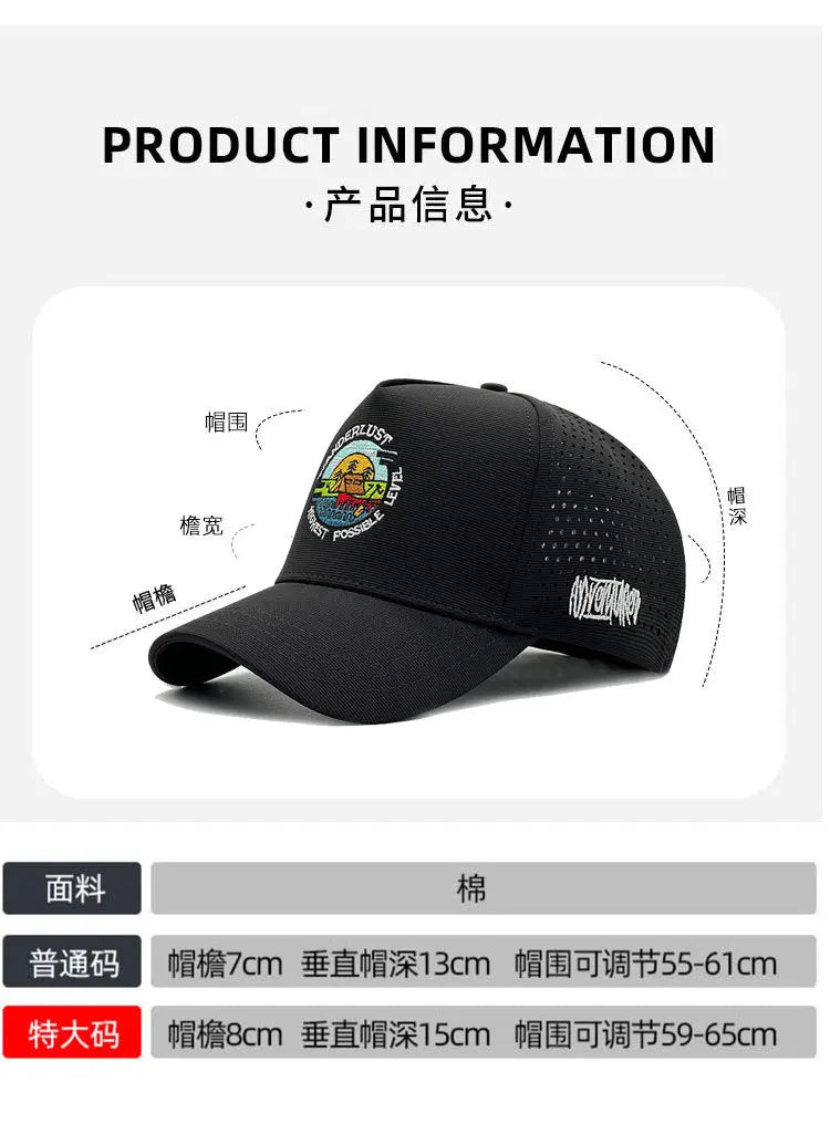 Big Size Closed Back Baseball Caps Mesh Breathable Trucker Caps for Big Heads Men Extra Large Head High Top Sports Cap 60cm 65cm