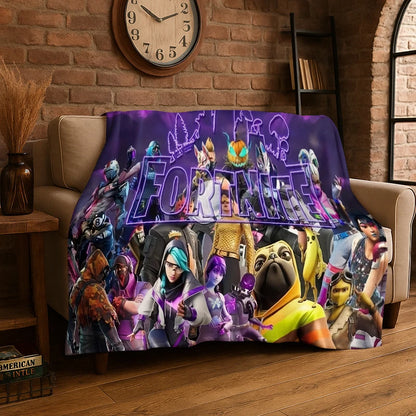Manta de franela Cartoon F-Fortnite para gamers, suave y cálida, para dormitorio, sala de estar, cama, viajes, camping, picnic y regalo