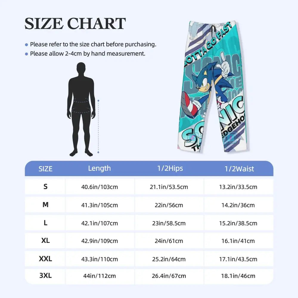 Pantalones de pijama personalizados para hombre con estampado «Soniced», con motivo de erizo, ropa de dormir, pantalones de estar por casa con bolsillos