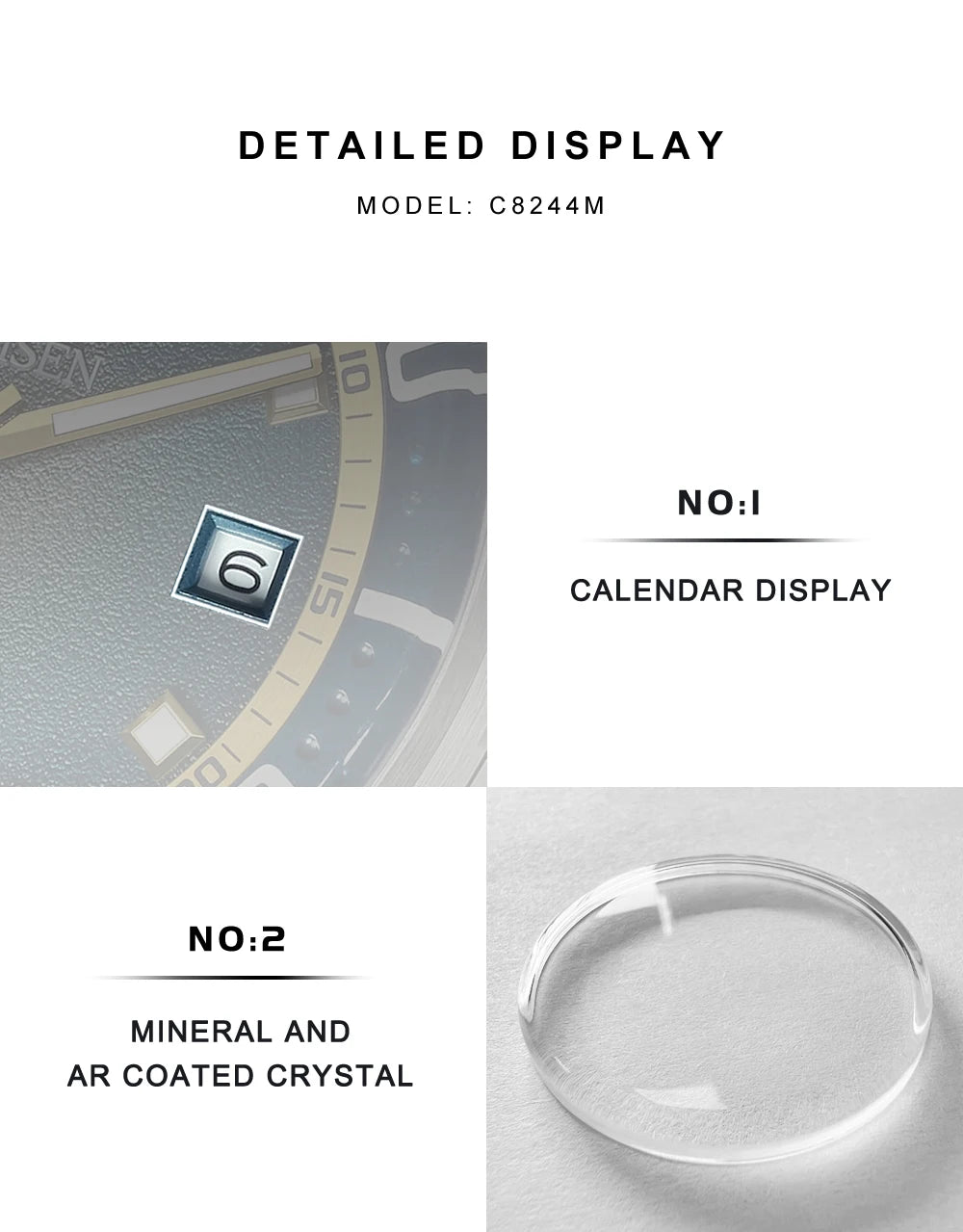 CADISEN Automatic Mechanical Watch Men's Silver Business Casual Waterproof Watch Japan MIYOTA 8215 Movement Domed Glass Men's Watch