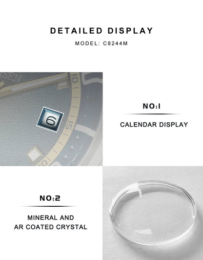 CADISEN Automatic Mechanical Watch Men's Silver Business Casual Waterproof Watch Japan MIYOTA 8215 Movement Domed Glass Men's Watch