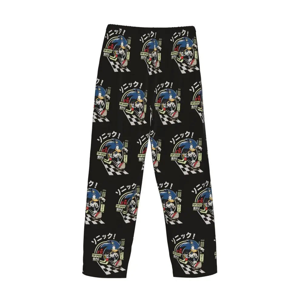 Pantalones de pijama personalizados para hombre con estampado «Soniced», con motivo de erizo, ropa de dormir, pantalones de estar por casa con bolsillos