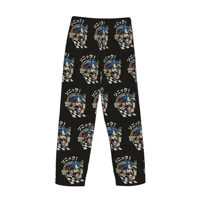 Pantalones de pijama personalizados para hombre con estampado «Soniced», con motivo de erizo, ropa de dormir, pantalones de estar por casa con bolsillos