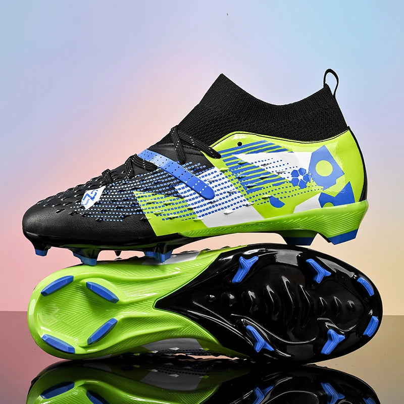 Nouveaux hommes chaussures de Football de haute qualité en plein air haute cheville ultraléger bottes de Football en salle chaussures de sport antidérapantes Futsal antidérapantes