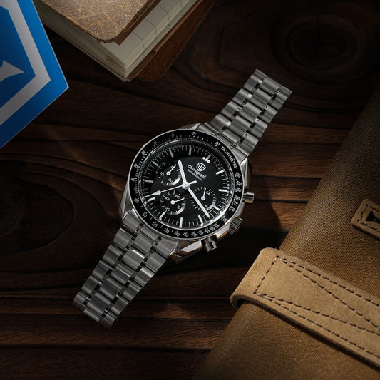 Watchdives WD1860 -kello VK63 Kronografinen koneisto Ruostumaton teräs Safiirikristalli AR-pinnoite Yövalo Retro-kellot