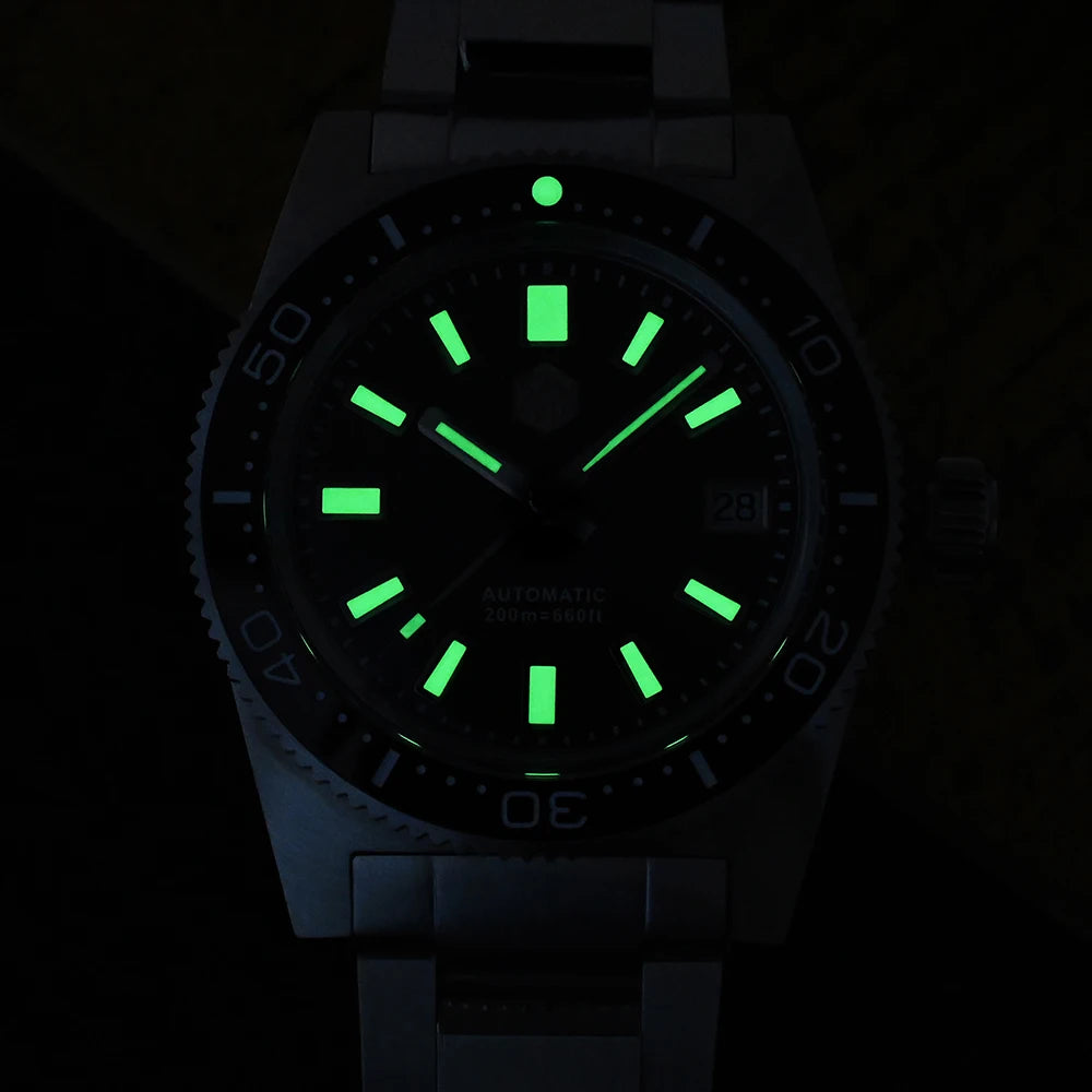 San Martin New 62mas 37mm Diver Men's Watch Classic Luxury Sapphire PT5000 SW200 Automatic Mechanical Watches Date 20Bar Luminous