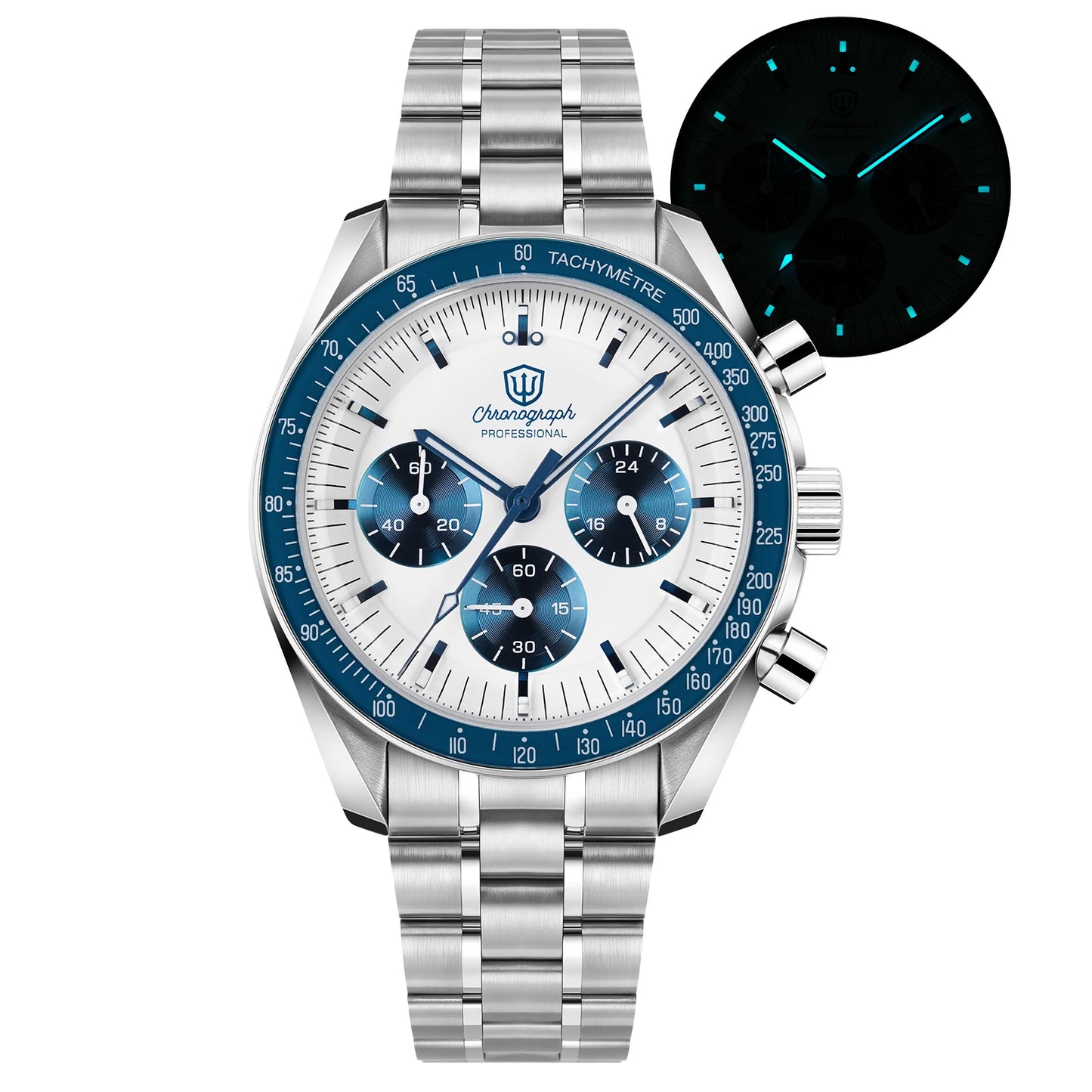 Watchdives WD1863 39mm Watch VK63 Quartz Chronograph Movement BGW9 Luminous 10Bar Waterproof 39mm Vintage Watches