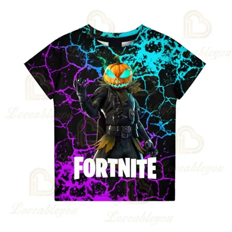 Fortnite T-Shirt für Jungen – Kinderoberteil für den Sommer, Kinderkleidung mit lustiger 3D-Battle-Royale-Game-Grafik, T-Shirt für Kleinkinder und Mädchen