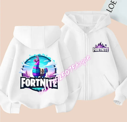 Nová detská mikina Fortnite so zipsom, kreslený anime štýl, ležérna a priedušná mikina s kapucňou pre chlapcov, kabát/bunda, jar 2026, detské oblečenie