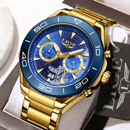 LIGE Luxe herenhorloges Casual zakelijk horloge Herenmode Waterdicht Militair herenhorloge met kwarts Montre Homme