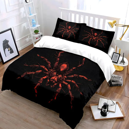 Red Spider Textured Artwork Pattern Duvet Cover Set Digital Print Colorful Polyester Bedding with Zipper Closure for Kids Gifts