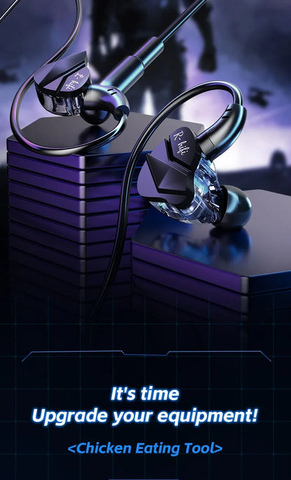 Gaming Earbud Gamer Headphone With Dual Microphones Typec&3.5mm In-ear Earphones HiFi Stereo Headsets Sport with Mic for Samsung