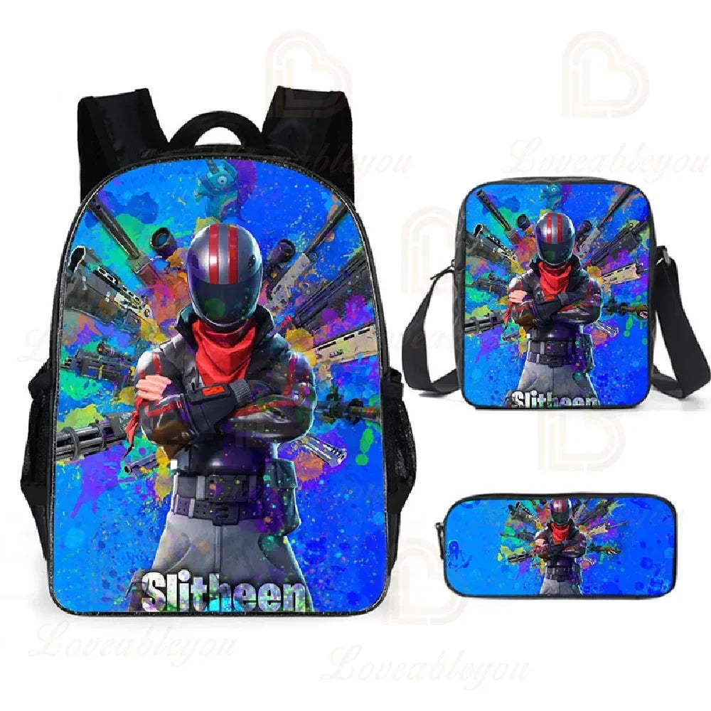 F-FORTNITE Battle Games Backpack for Children School Bag Boys Girls Primary Crossbody Pencil Case Kids Toddler Backpack