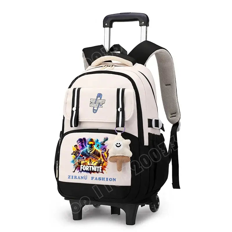 Fortnite Student Rolling Backpack Large Capacity Waterproof Lightweight Design Minimalist Laptop School Bag Casual Travel Bag