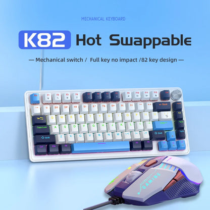 75% Mechanical Keyboard Wired with Media Knob APAYADO Black Gaming Keyboard Hot-Swap ABS Cap Transparent Character Backlighting