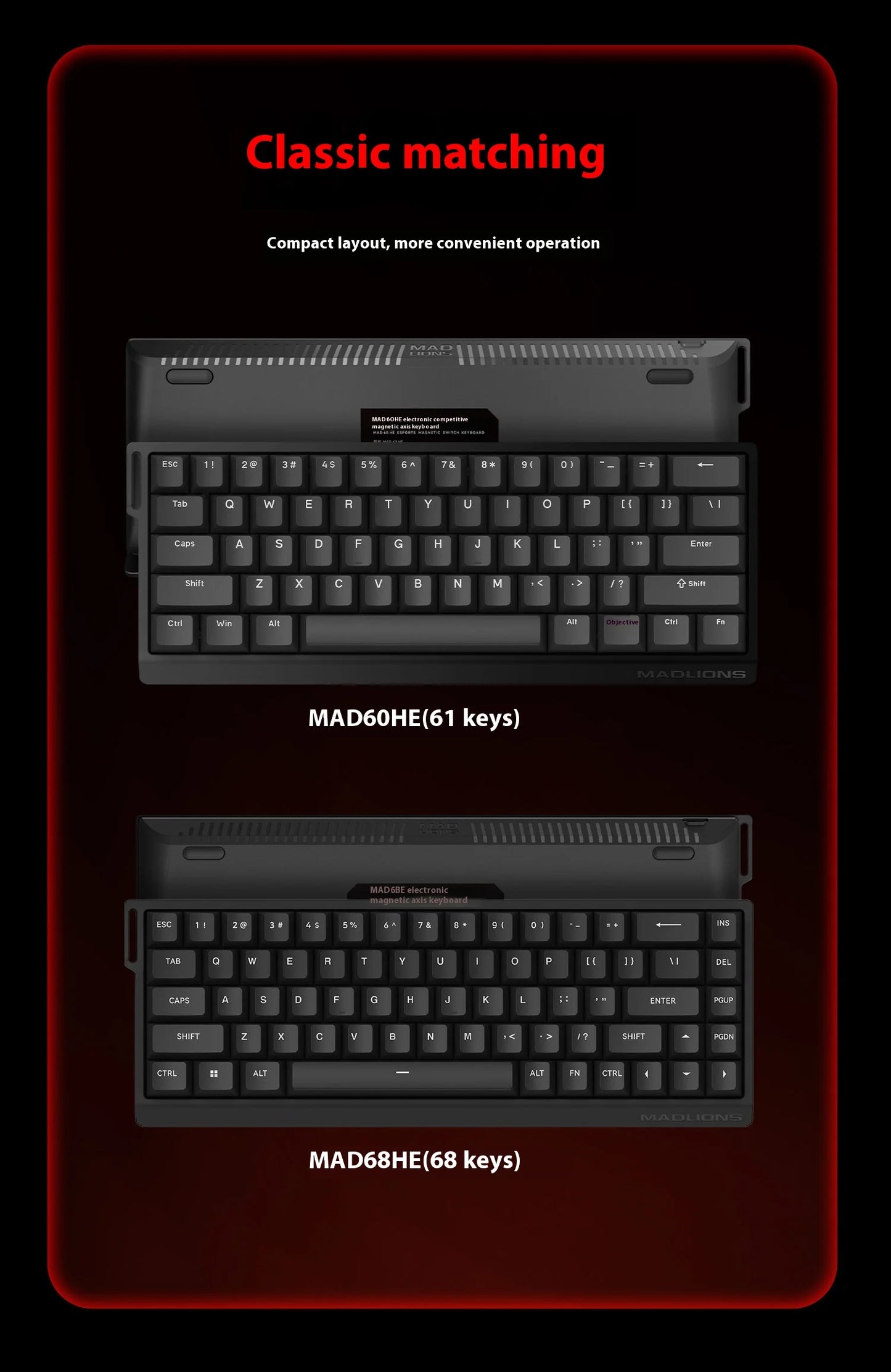 MADLIONS MAD60HE MAD68HE Magnetic Switch Keyboard Mechanical Keyboard 8000Hz 0.01mmRT Wired Custom Valorant Gaming Keyboard