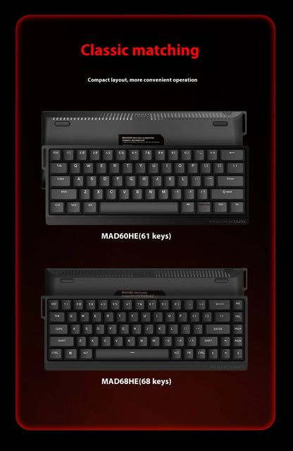 MADLIONS MAD60HE MAD68HE Magnetic Switch Keyboard Mechanical Keyboard 8000Hz 0.01mmRT Wired Custom Valorant Gaming Keyboard