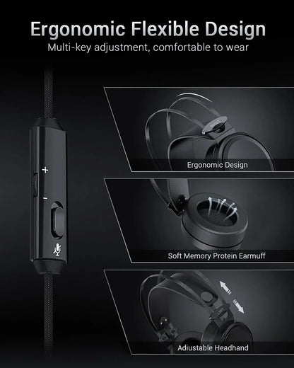 NUBWO casque de jeu filaire sur l'oreille avec micro antibruit casques N7 Gamer PS4 Xbox One casque stéréo pour PC/MAC/PS4/PS5
